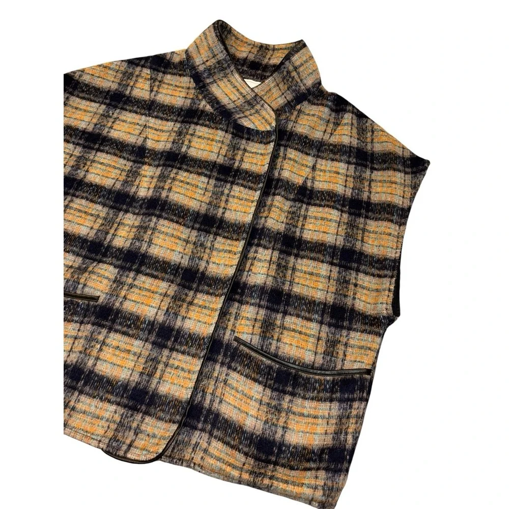 Andersen & Lauth Anthropologie Plaid Flannel Jacket‎ Vest OVERSIZED  One Size